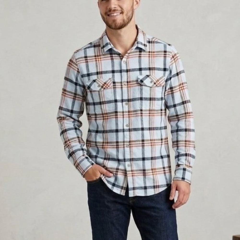 Vissla Central Coast Flannel Shirt Mens Medium Blue Plaid Long Sleeve M513YCEC‎